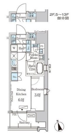 新富町駅 徒歩6分 9階の物件間取画像